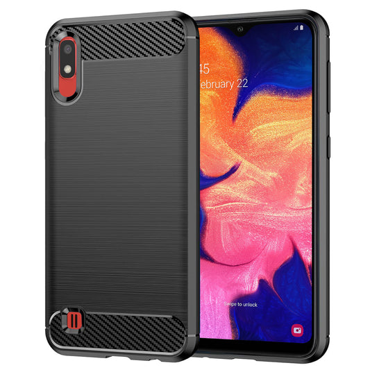 Fodral för Samsung Galaxy A10 A105 / M10 M105, Techsuit, Kolfiber, Svart