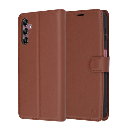 Fodral för Samsung Galaxy A14 A145 / A14 5G A146, Techsuit, Läderfolio, Brun