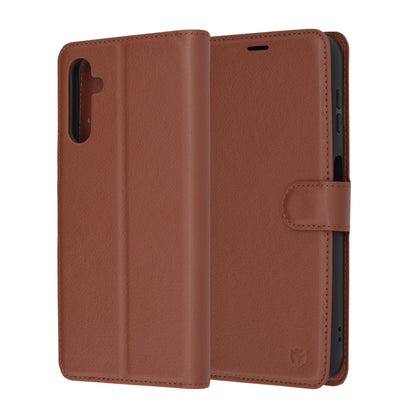 Fodral för Samsung Galaxy A14 A145 / A14 5G A146, Techsuit, Läderfolio, Brun