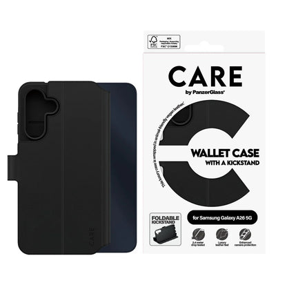 Fodral för Samsung Galaxy A26 A266, PanzerGlass, Care Feature Kickstand Wallet, Svart