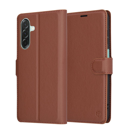 Fodral för Samsung Galaxy A26 A266, Techsuit, Leather Folio, Brun