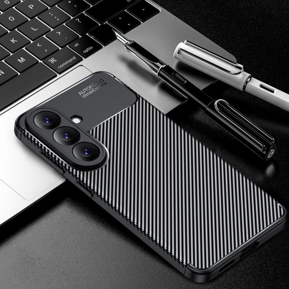 Fodral för Samsung Galaxy A27 5G, Techsuit, CarbonFiber, Svart