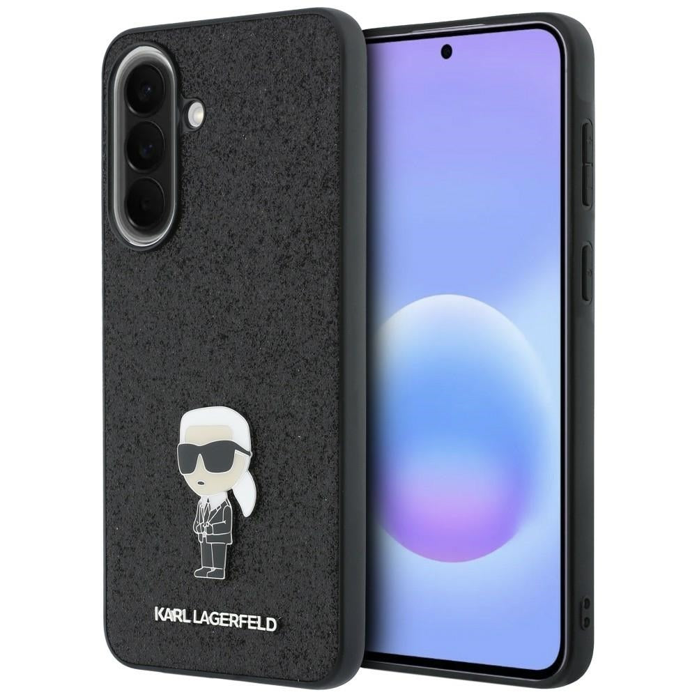 Mobilskal för Samsung Galaxy A37 5G, Karl Lagerfeld, Glitter Fixed Ikonik Karl, Svart