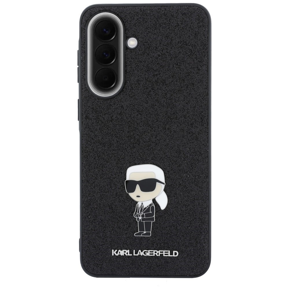 Mobilskal för Samsung Galaxy A37 5G, Karl Lagerfeld, Glitter Fixed Ikonik Karl, Svart