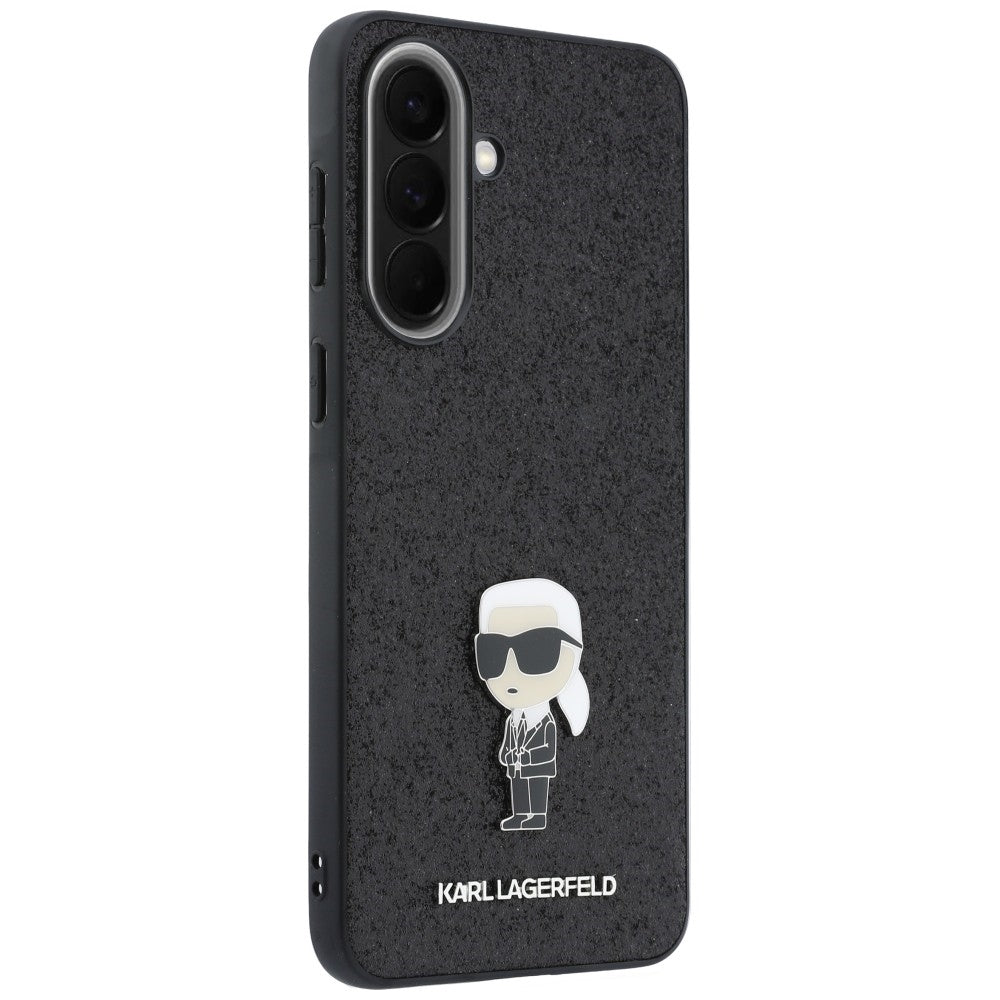 Mobilskal för Samsung Galaxy A37 5G, Karl Lagerfeld, Glitter Fixed Ikonik Karl, Svart