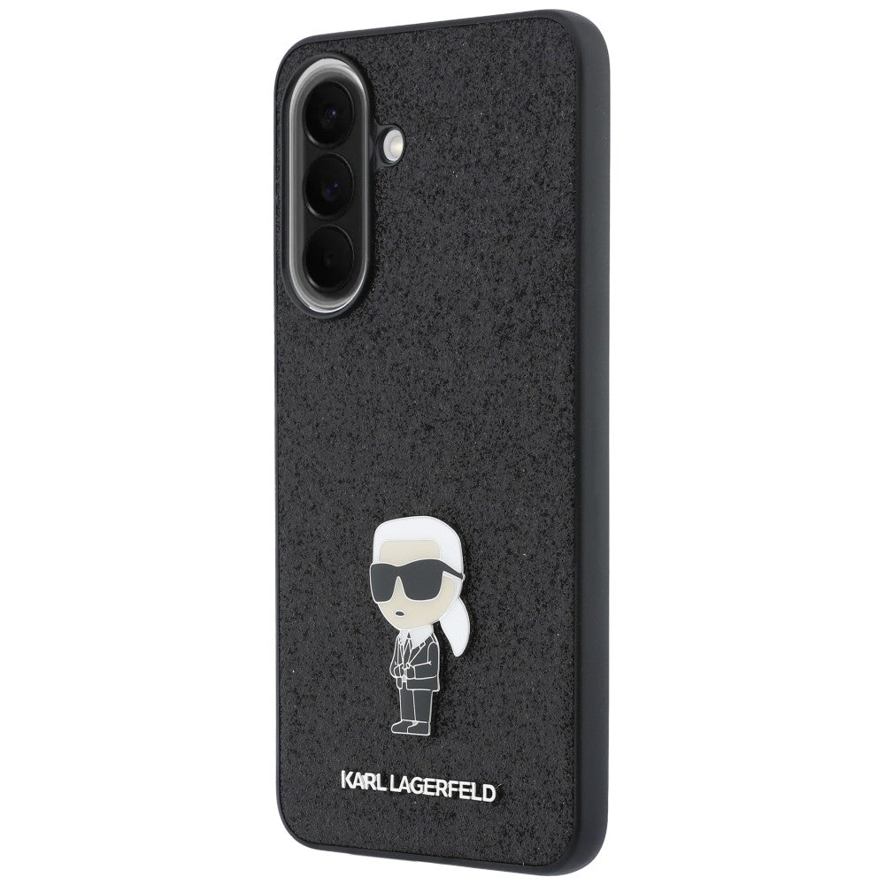 Mobilskal för Samsung Galaxy A37 5G, Karl Lagerfeld, Glitter Fixed Ikonik Karl, Svart