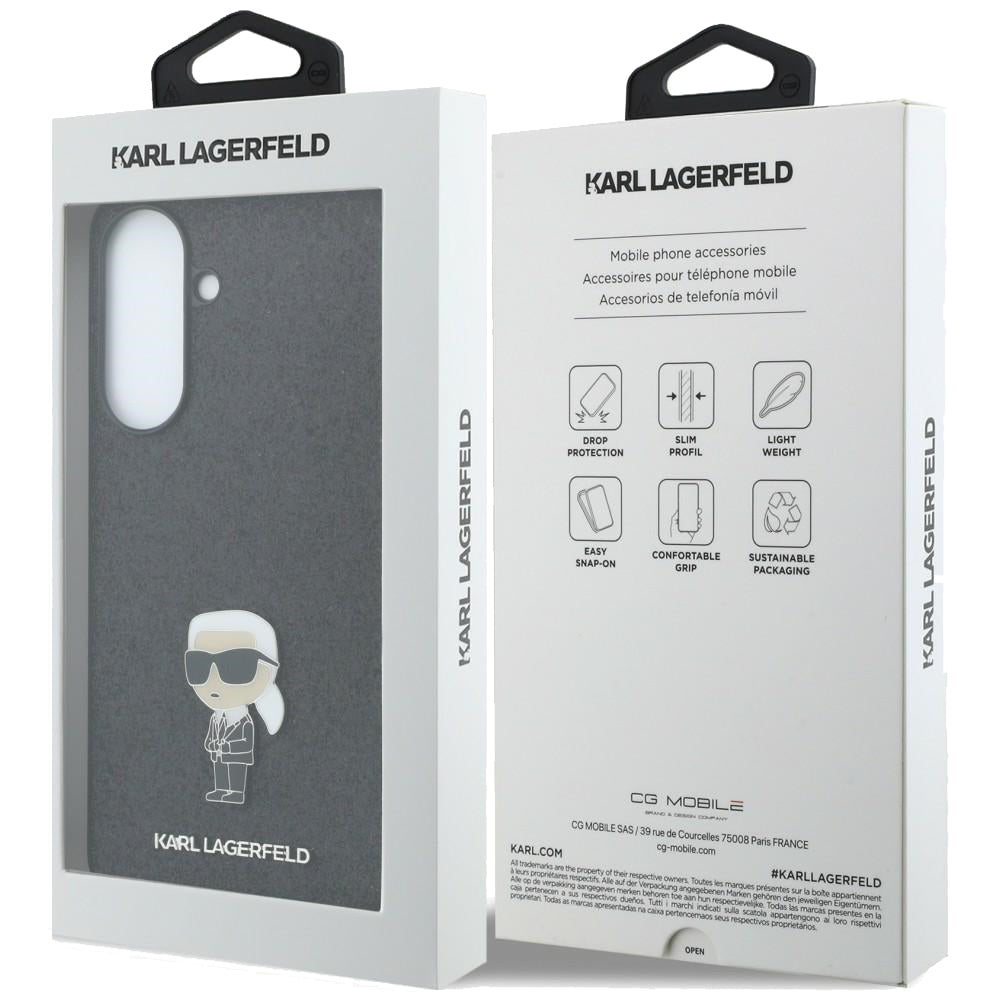 Mobilskal för Samsung Galaxy A37 5G, Karl Lagerfeld, Glitter Fixed Ikonik Karl, Svart