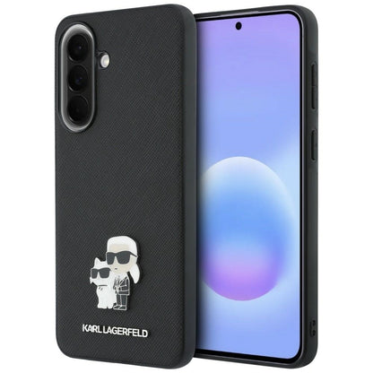 Fodral för Samsung Galaxy A37 5G, Karl Lagerfeld, Saffiano Karl & Choupette Metal, Svart
