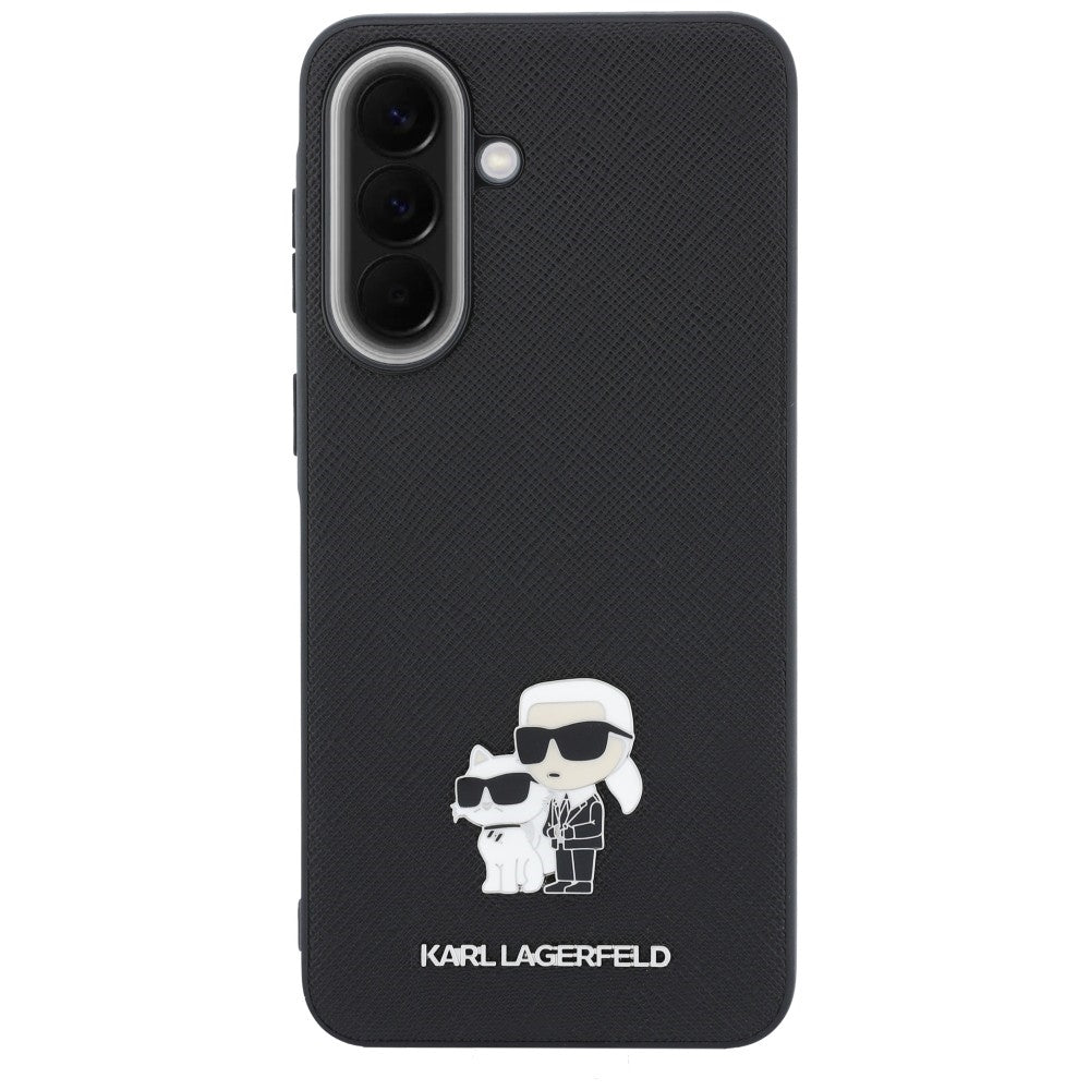 Fodral för Samsung Galaxy A37 5G, Karl Lagerfeld, Saffiano Karl & Choupette Metal, Svart