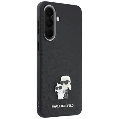 Fodral för Samsung Galaxy A37 5G, Karl Lagerfeld, Saffiano Karl & Choupette Metal, Svart