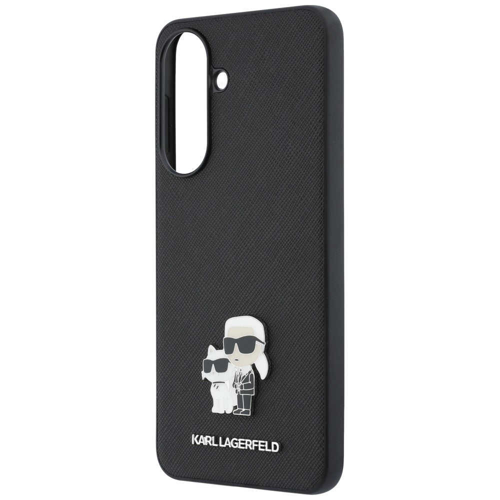 Fodral för Samsung Galaxy A37 5G, Karl Lagerfeld, Saffiano Karl & Choupette Metal, Svart