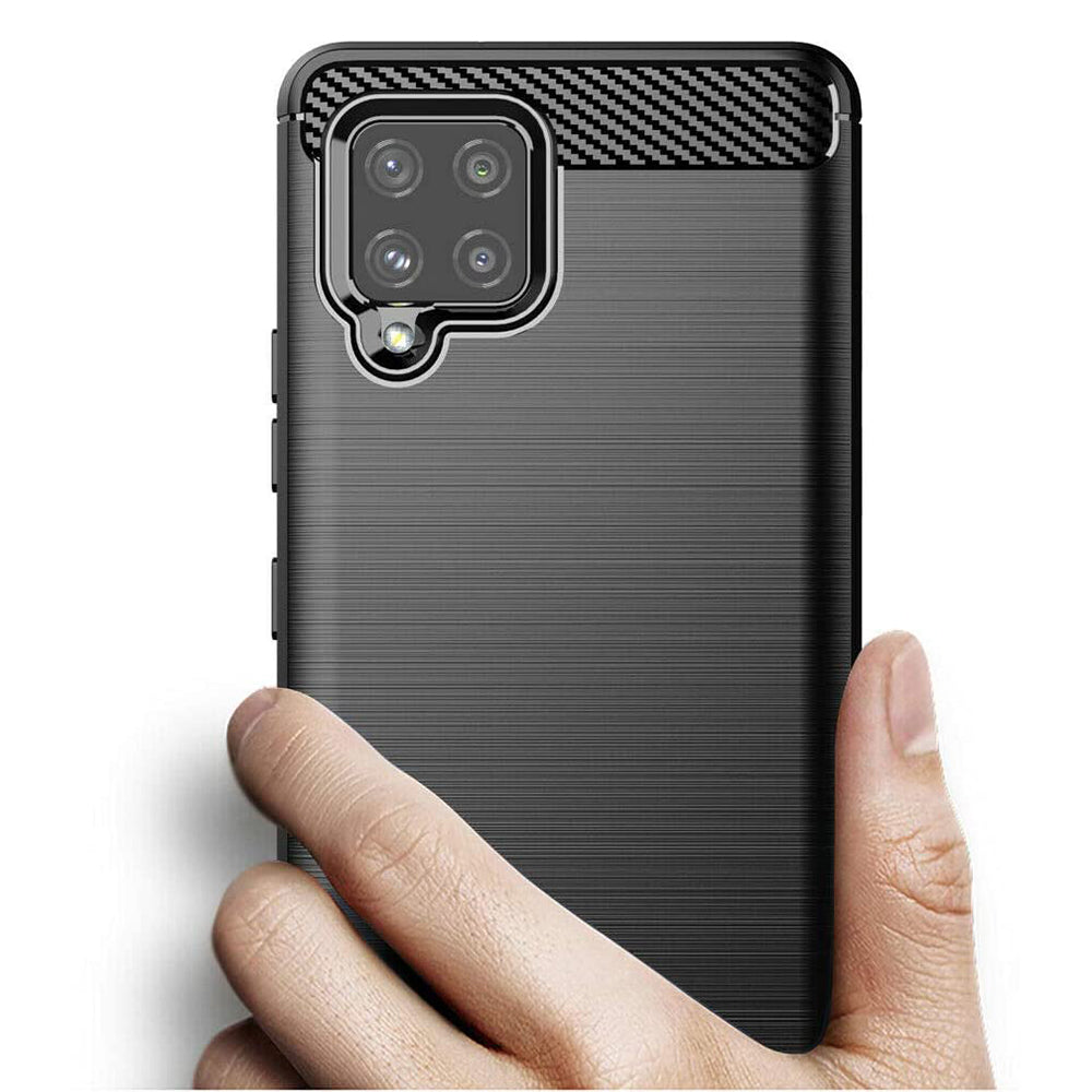 Fodral för Samsung Galaxy A42 5G A426, Techsuit, Kolfiber, Svart