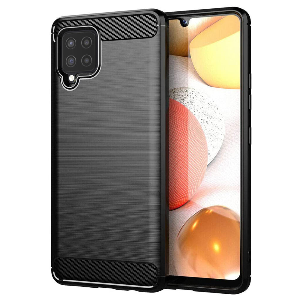 Fodral för Samsung Galaxy A42 5G A426, Techsuit, Kolfiber, Svart