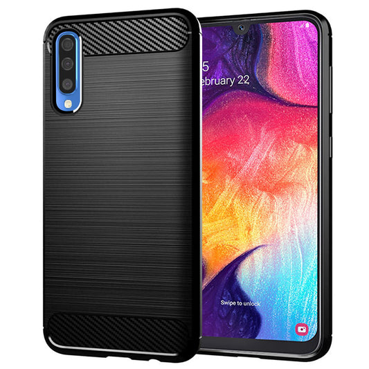 Fodral för Samsung Galaxy A50s A507 / A30s A307 / A50 A505, Techsuit, Kolfiber, Svart