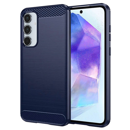Fodral för Samsung Galaxy A55 5G A556, Techsuit, Kolfiber, Blå