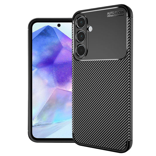 Fodral för Samsung Galaxy A55 5G A556, Techsuit, CarbonFiber, Svart