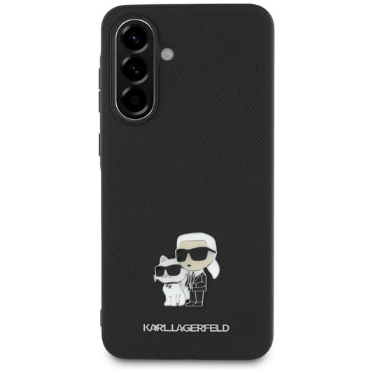 Skyddsfodral för Samsung Galaxy A56 A566, Karl Lagerfeld, Saffiano Karl & Choupette Metal, Svart