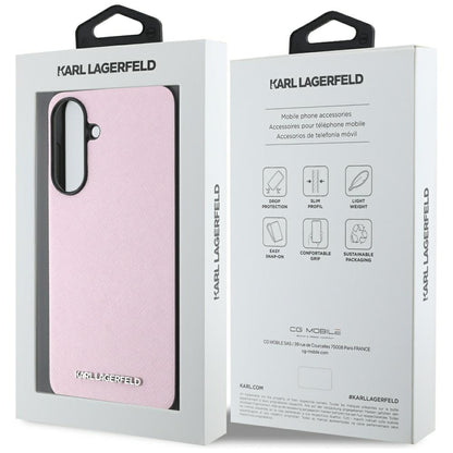Skyddsfodral för Samsung Galaxy A56 A566, Karl Lagerfeld, Saffiano Metal Logo, Rosa