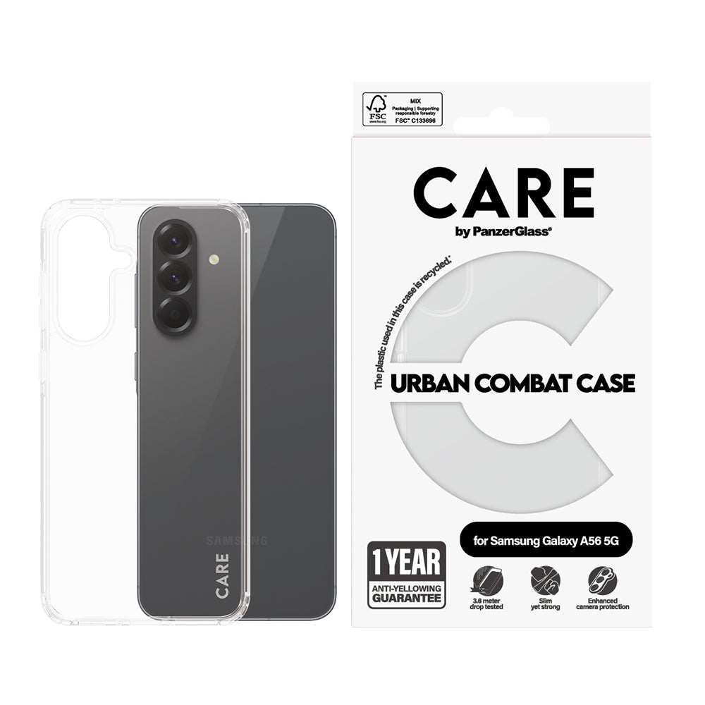 Case for Samsung Galaxy A56 A566, PanzerGlass, Urban Combat Care, Transparent