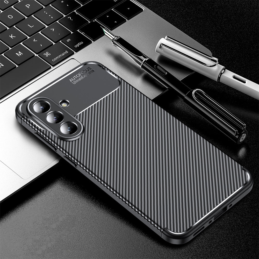 Fodral för Samsung Galaxy A56 A566, Techsuit, CarbonFiber, Svart