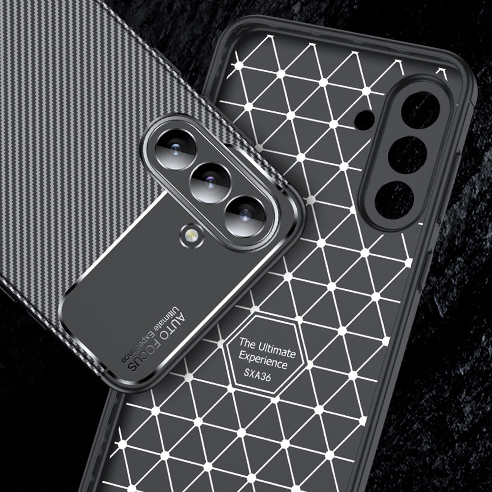 Fodral för Samsung Galaxy A56 A566, Techsuit, CarbonFiber, Svart