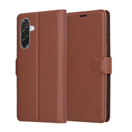 Fodral för Samsung Galaxy A56 A566, Techsuit, Leather Folio, Brun
