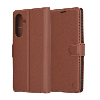 Fodral för Samsung Galaxy A56 A566, Techsuit, Leather Folio, Brun
