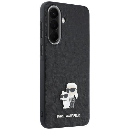 Fodral för Samsung Galaxy A57 5G, Karl Lagerfeld, Saffiano Karl & Choupette Metal, Svart