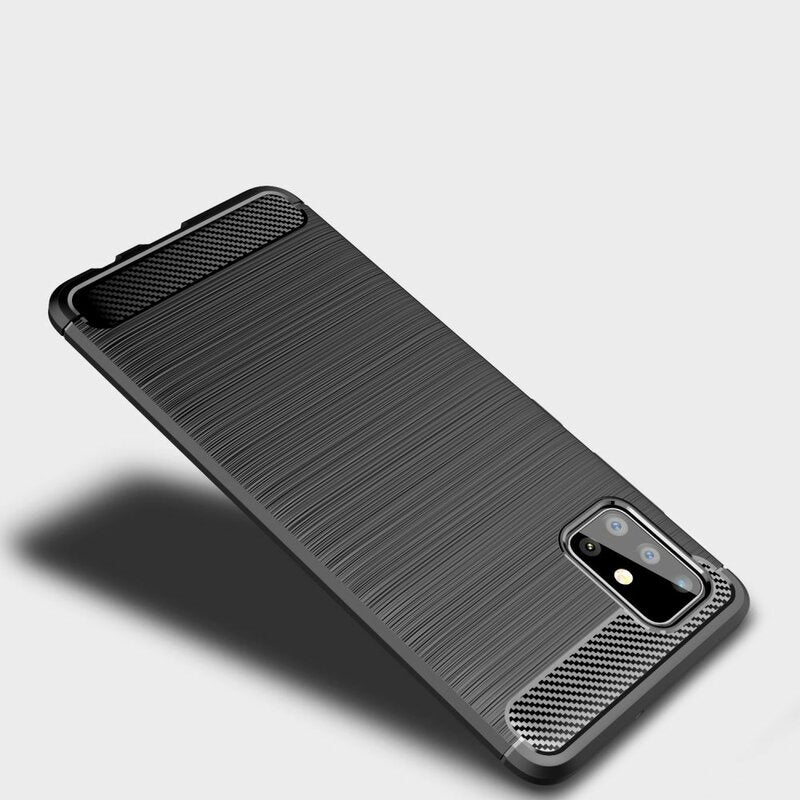 Fodral för Samsung Galaxy A71 A715, Techsuit, Kolfiber, Svart