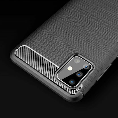 Fodral för Samsung Galaxy A71 A715, Techsuit, Kolfiber, Svart