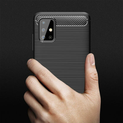 Fodral för Samsung Galaxy A71 A715, Techsuit, Kolfiber, Svart