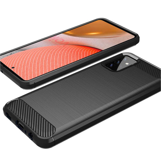 Fodral för Samsung Galaxy A72 A725 / A72 5G A726, Techsuit, Kolfiber, Svart