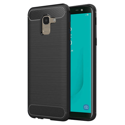 Fodral för Samsung Galaxy J6 J600, Techsuit, Kolfiber, Svart