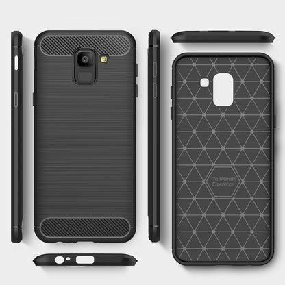 Fodral för Samsung Galaxy J6 J600, Techsuit, Kolfiber, Svart