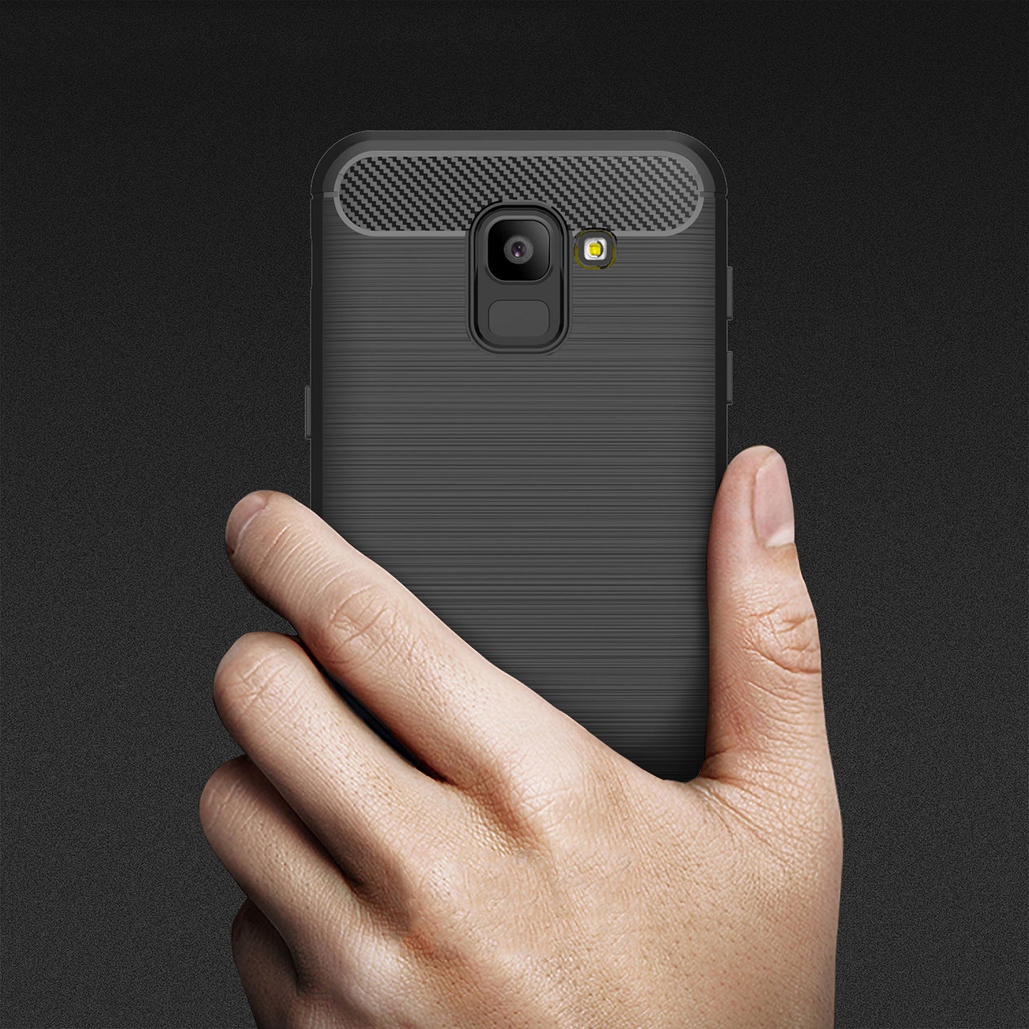 Fodral för Samsung Galaxy J6 J600, Techsuit, Kolfiber, Svart