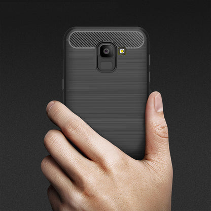 Fodral för Samsung Galaxy J6 J600, Techsuit, Kolfiber, Svart