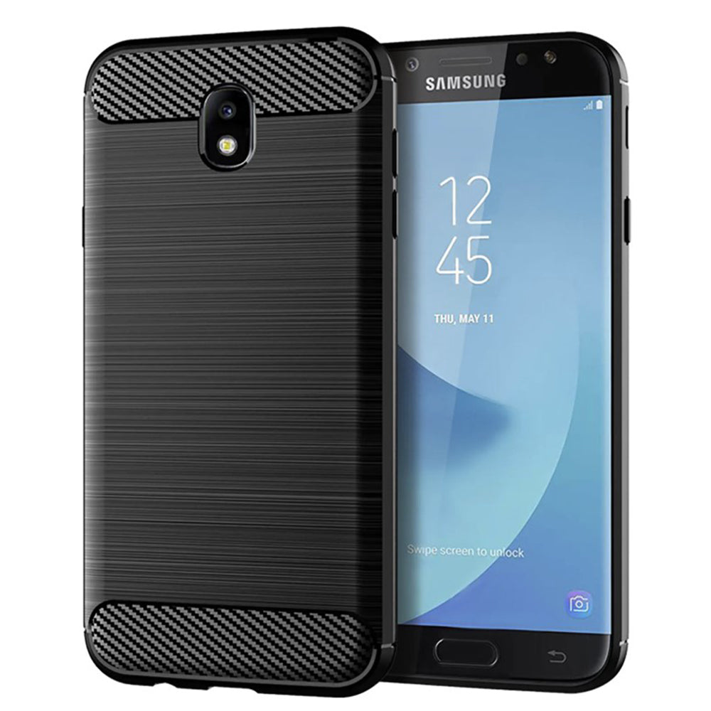 Fodral för Samsung Galaxy J7 (2017) J730, Techsuit, Kolfiber, Svart
