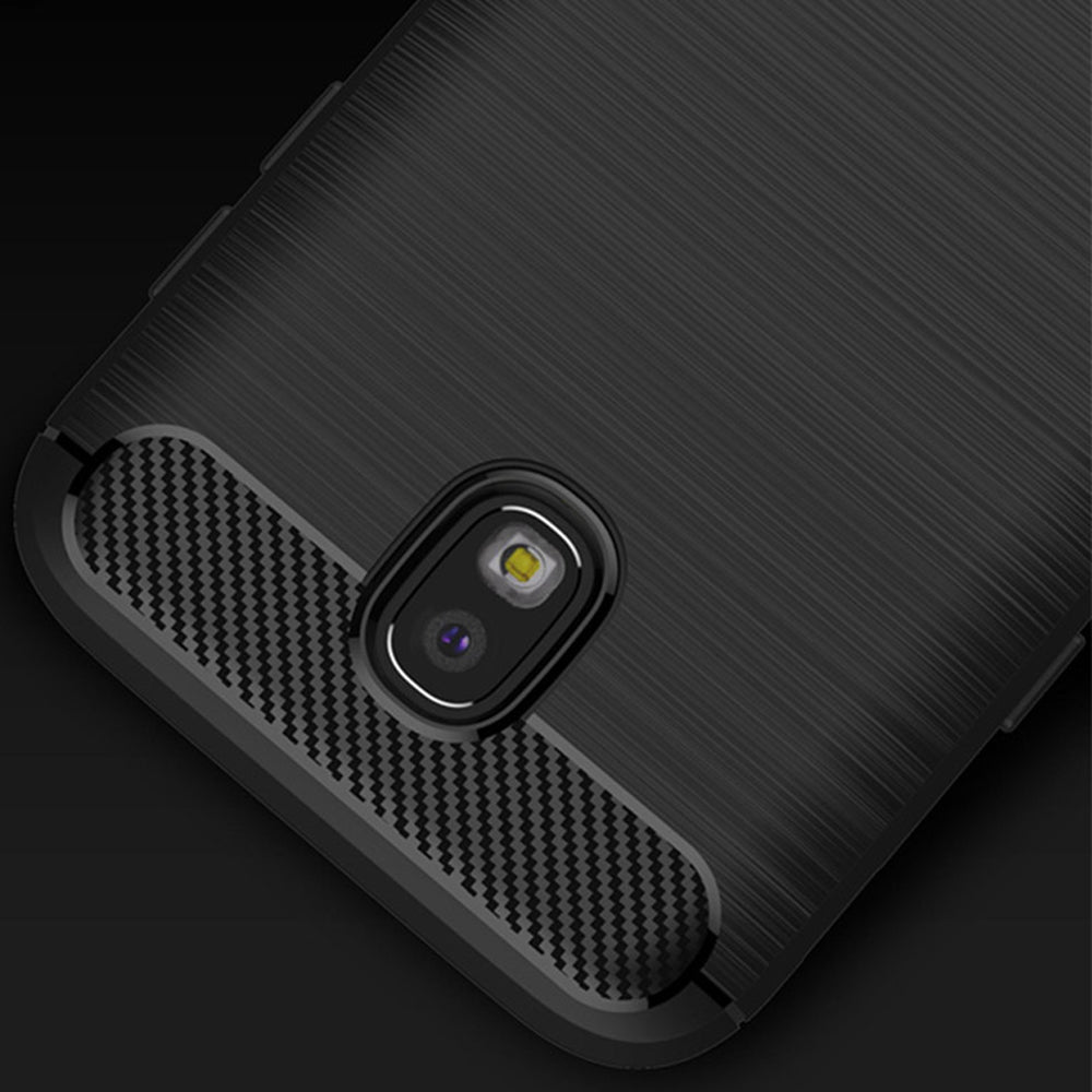 Fodral för Samsung Galaxy J7 (2017) J730, Techsuit, Kolfiber, Svart
