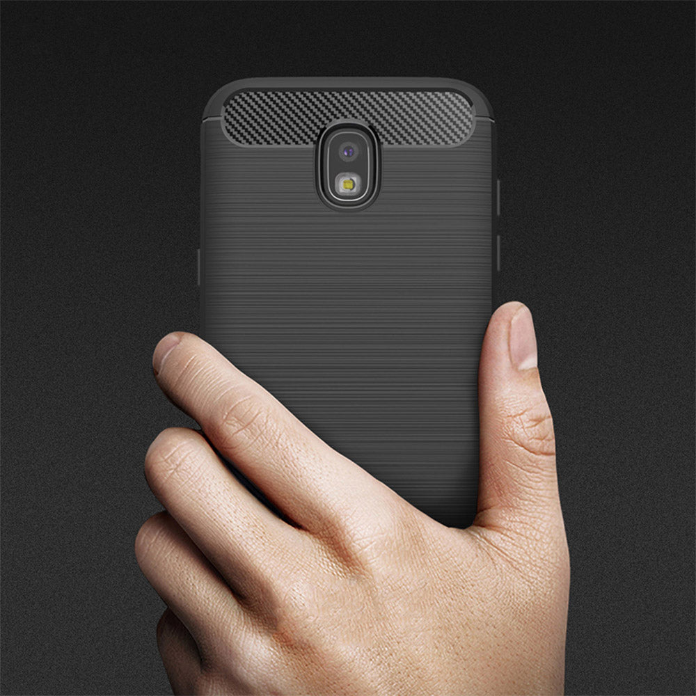 Fodral för Samsung Galaxy J7 (2017) J730, Techsuit, Kolfiber, Svart