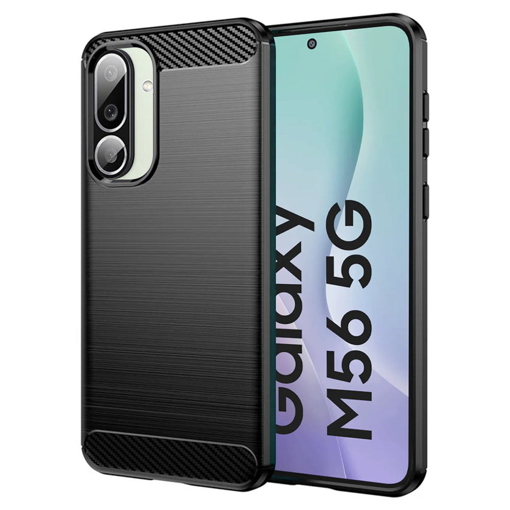 Fodral för Samsung Galaxy M56 M566, Techsuit, Kolfiber, Svart