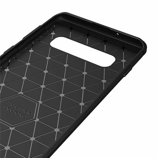 Fodral för Samsung Galaxy S10 G973, Techsuit, Kolfiber, Svart