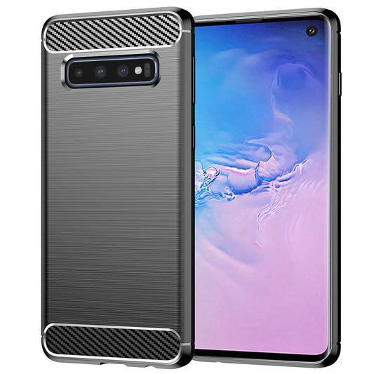 Fodral för Samsung Galaxy S10 G973, Techsuit, Kolfiber, Svart
