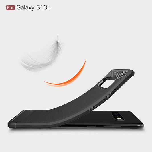 Fodral för Samsung Galaxy S10+ G975, Techsuit, Kolfiber, Svart
