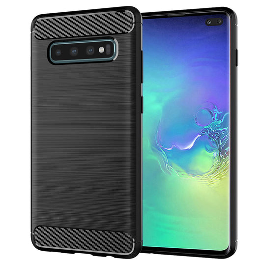 Fodral för Samsung Galaxy S10+ G975, Techsuit, Kolfiber, Svart