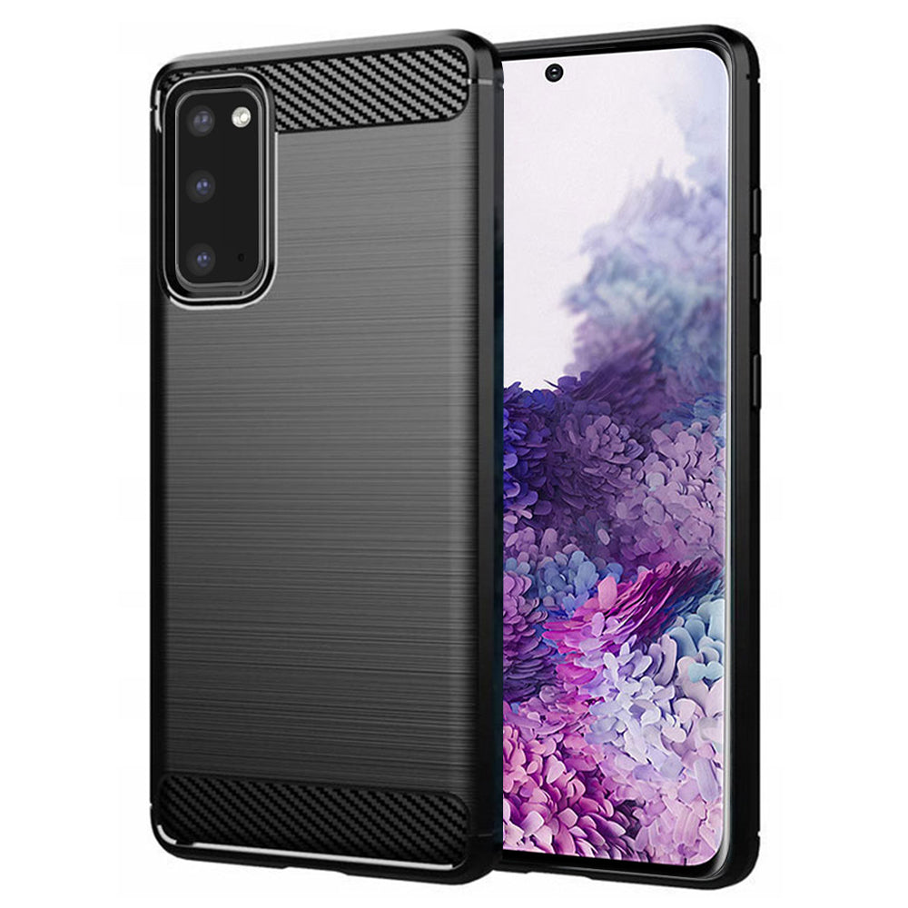 Fodral för Samsung Galaxy S20 5G G981 / S20 G980, Techsuit, Kolfiber, Svart