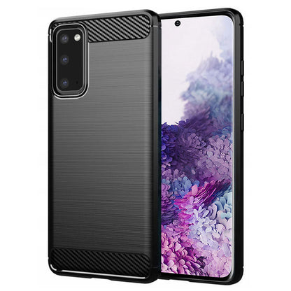 Fodral för Samsung Galaxy S20 5G G981 / S20 G980, Techsuit, Kolfiber, Svart