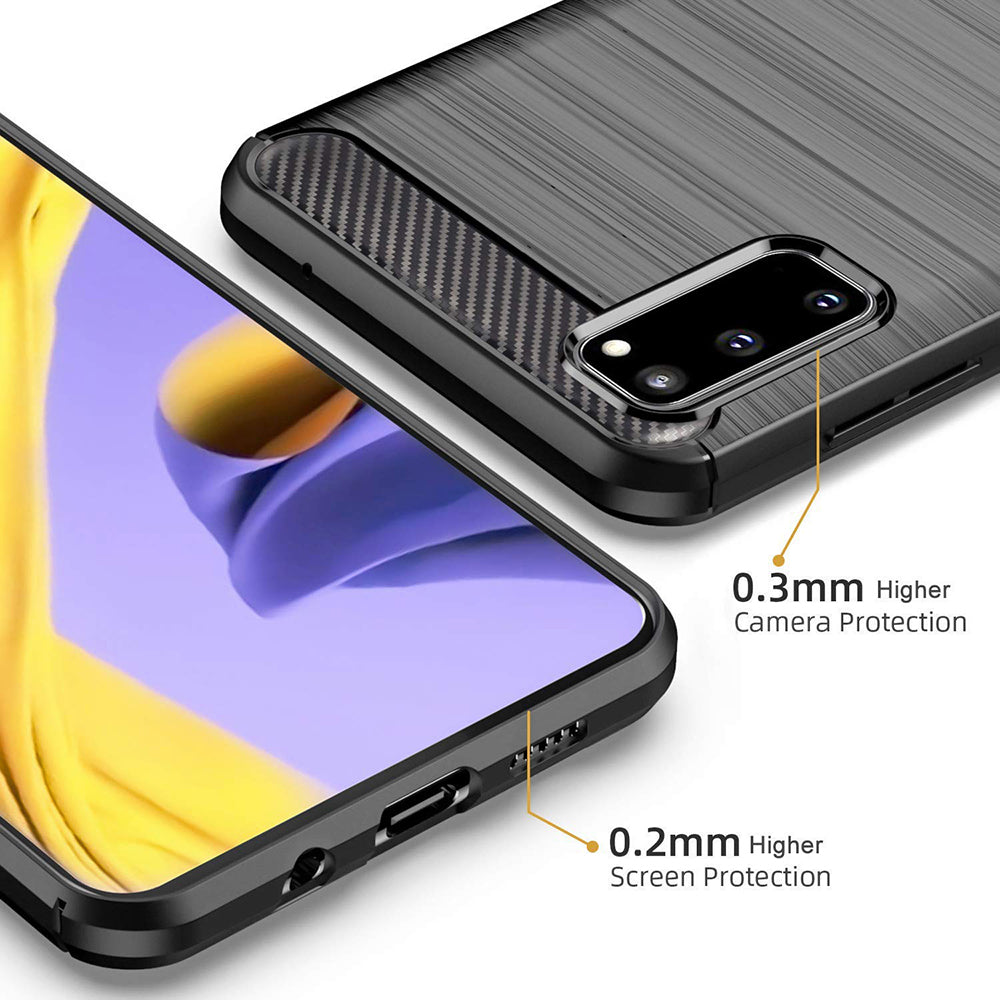 Fodral för Samsung Galaxy S20 5G G981 / S20 G980, Techsuit, Kolfiber, Svart