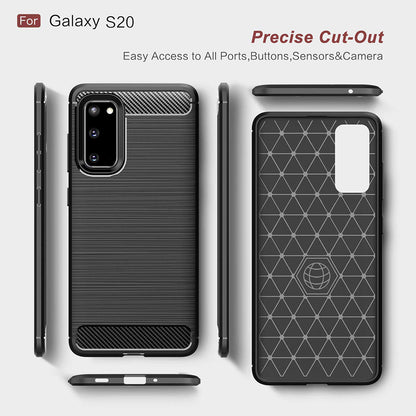 Fodral för Samsung Galaxy S20 5G G981 / S20 G980, Techsuit, Kolfiber, Svart