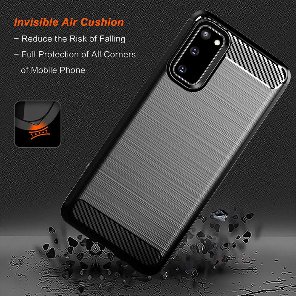 Fodral för Samsung Galaxy S20 5G G981 / S20 G980, Techsuit, Kolfiber, Svart