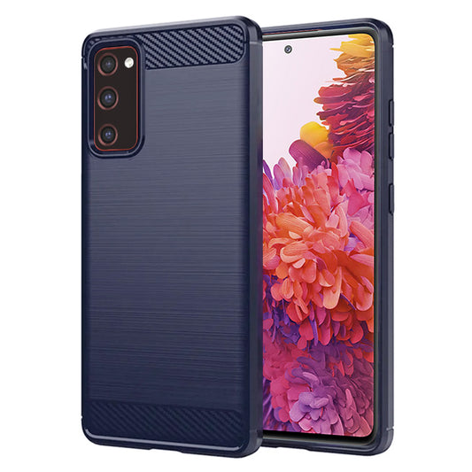Fodral för Samsung Galaxy S20 FE 2022 G781 / S20 FE 5G G781 / S20 FE G780, Techsuit, Kolfiber, Blå